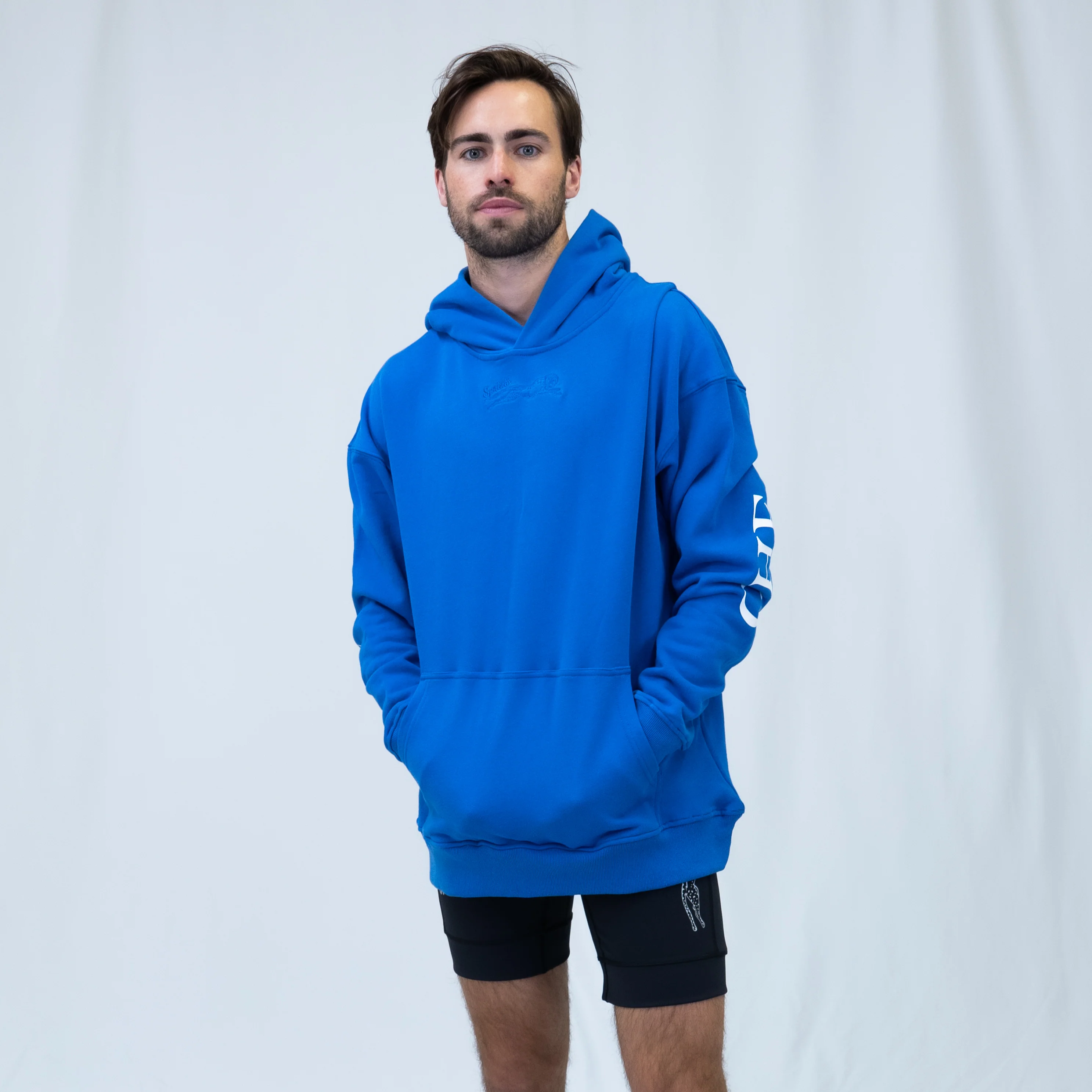 Run Club Oversized Hoodie - Cheaper than Therapy (Unisex) - Blue - Image 3