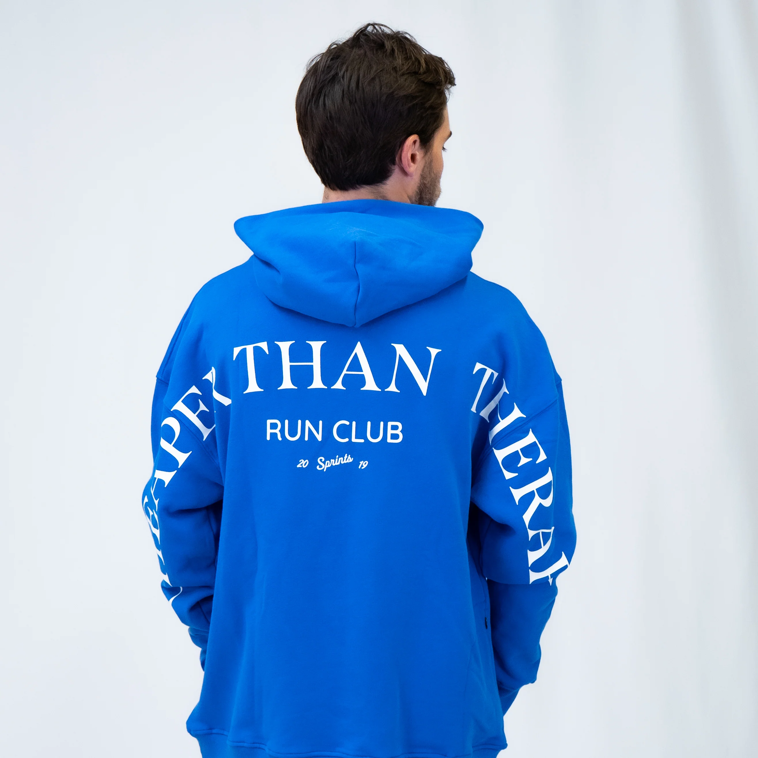 Run Club Oversized Hoodie - Cheaper than Therapy (Unisex) - Blue - Image 6
