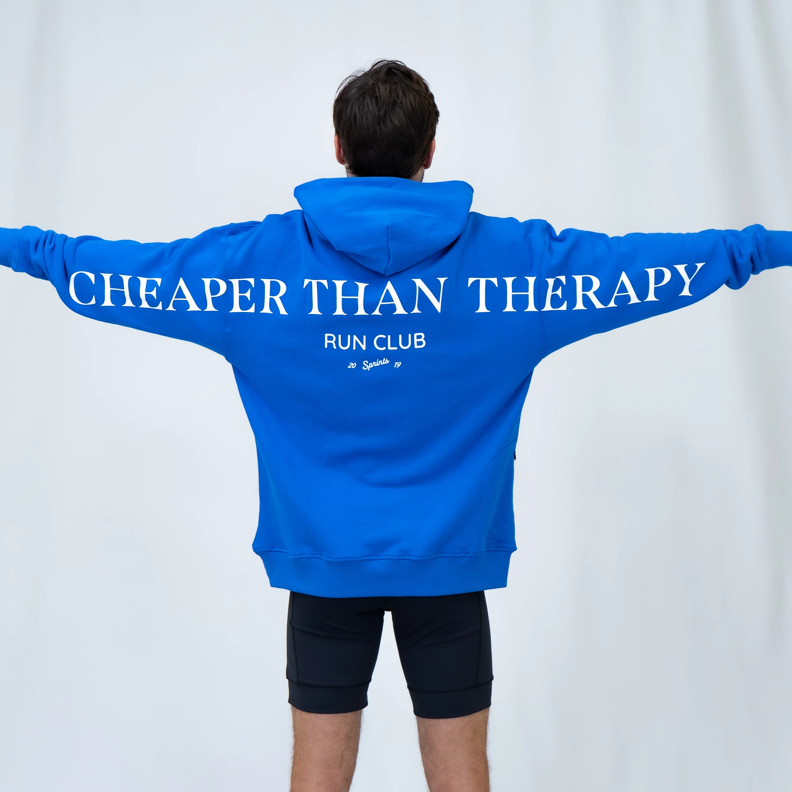 Run Club Oversized Hoodie - Cheaper than Therapy (Unisex) - Blue - Image 7