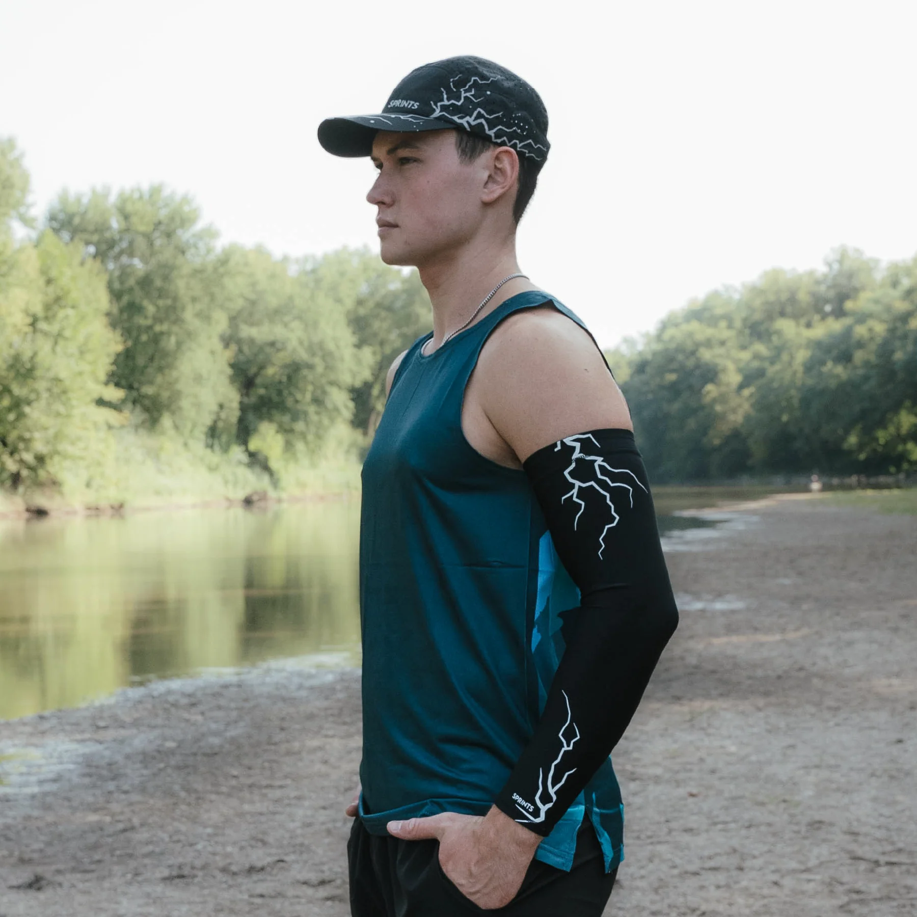 Compression Arm Sleeves - Dystopian Dark Miles Flash Reflective (Unisex) - Image 5