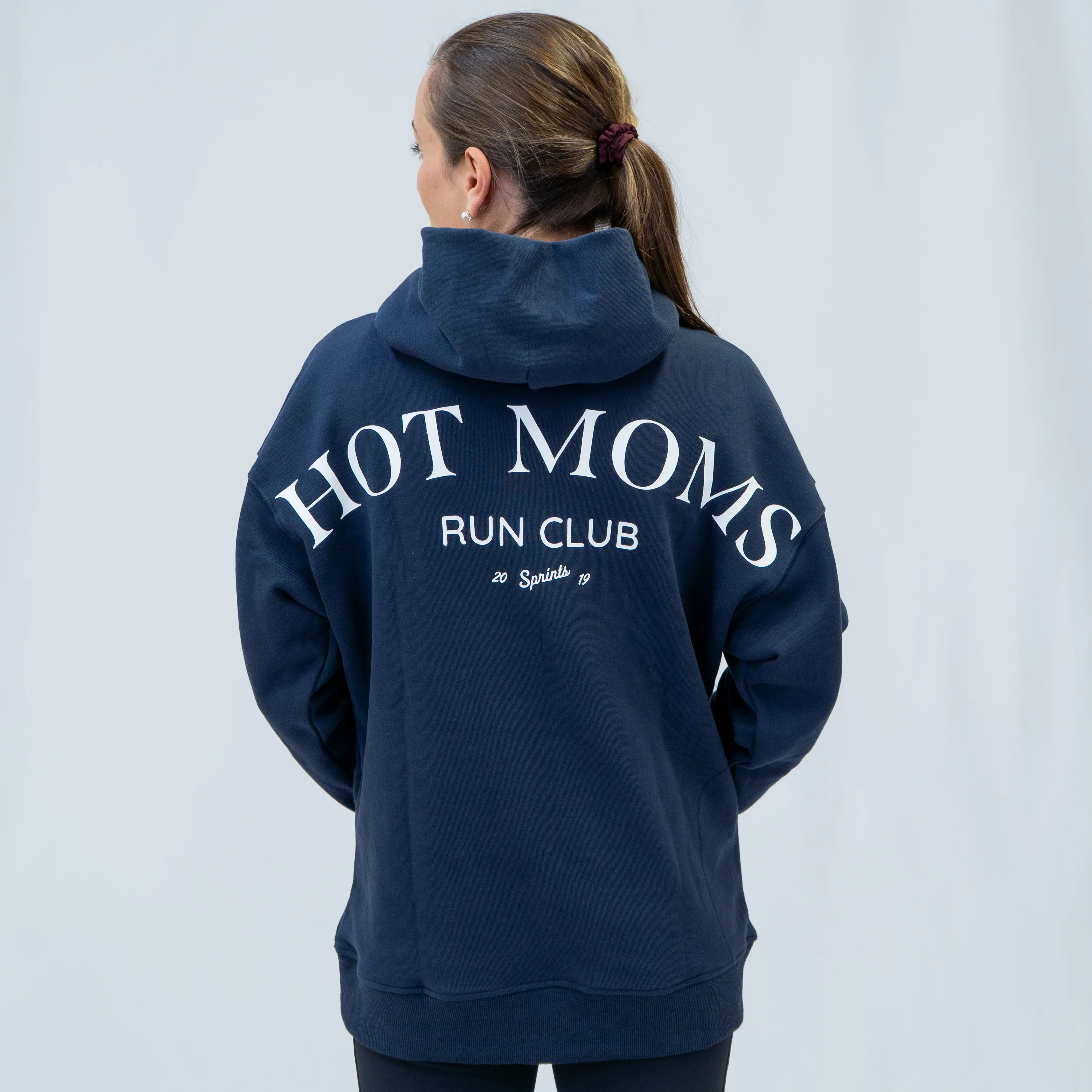 Run Club Oversized Hoodie - Hot Moms (Unisex) - Navy - Image 7