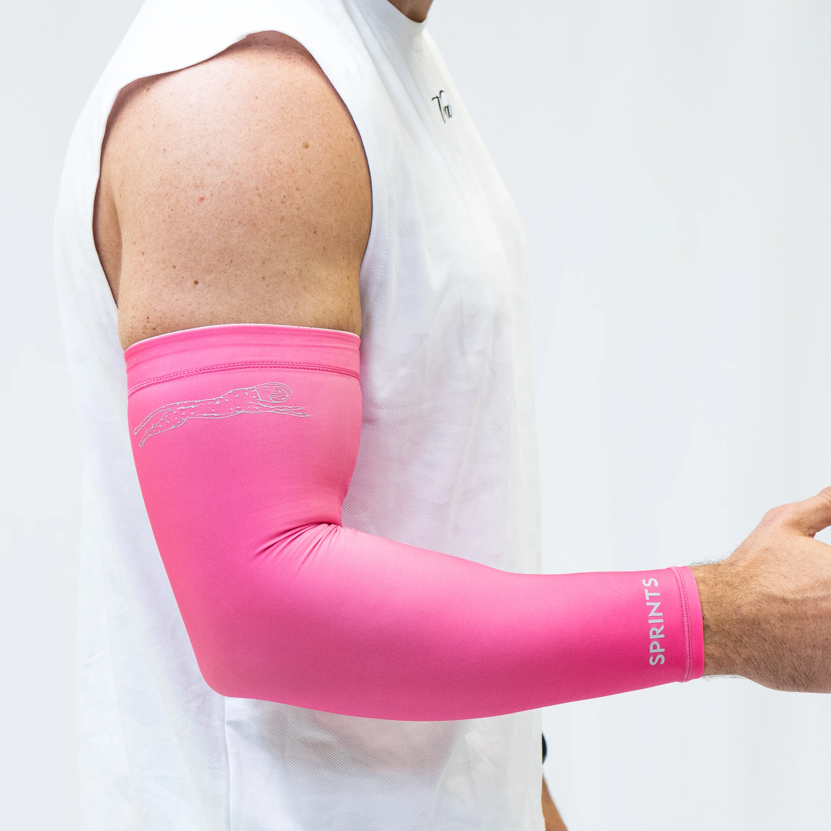 Compression Arm Sleeves - Neon Pink Flash Reflective (Unisex) - Image 3